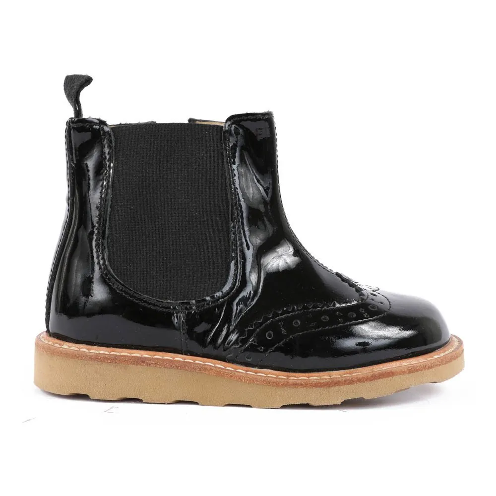 Young Soles Black Francis Varnished Leather Chelsea Boots