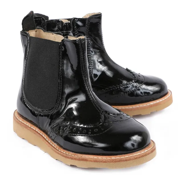 Botas Chelsea Cuero Charol Francis | Negro