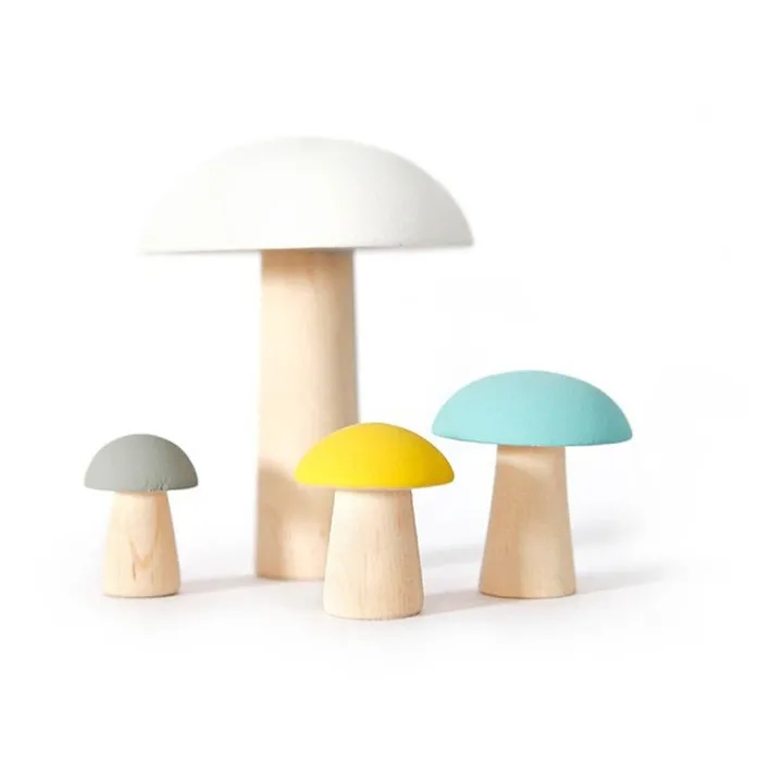 Funghi decorativi in legno - Set da 4- Immagine del prodotto n°0