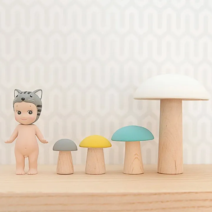 Funghi decorativi in legno - Set da 4- Immagine del prodotto n°1