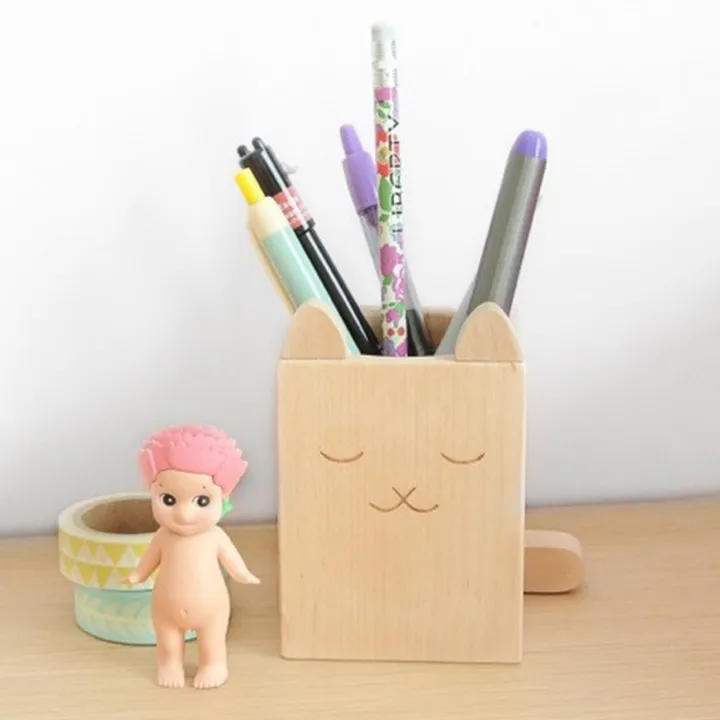Wooden Cat Pencil Pot- Product image n°1