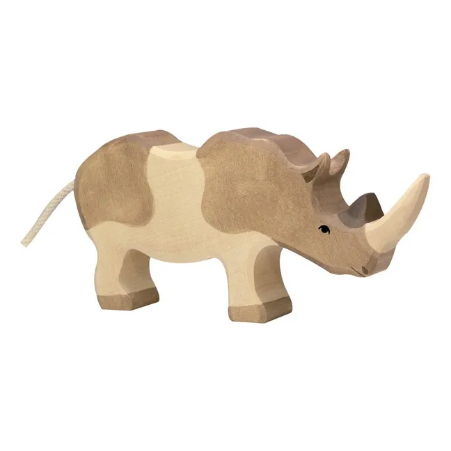 Wooden Rhinoceros Figurine