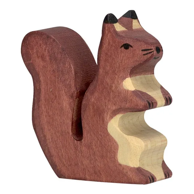 Wooden Squirrel Figurine