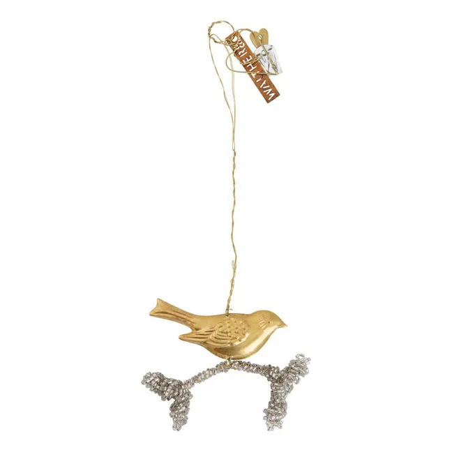 Suspension oiseau sur branche or 3,5 cm