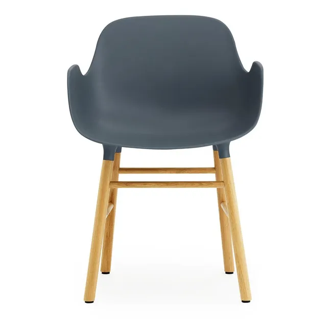 Stuhl mit Sessellehne Form aus Eichenholz  | Blau
