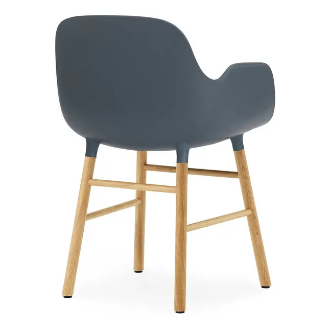 Stuhl mit Sessellehne Form aus Eichenholz  | Blau
