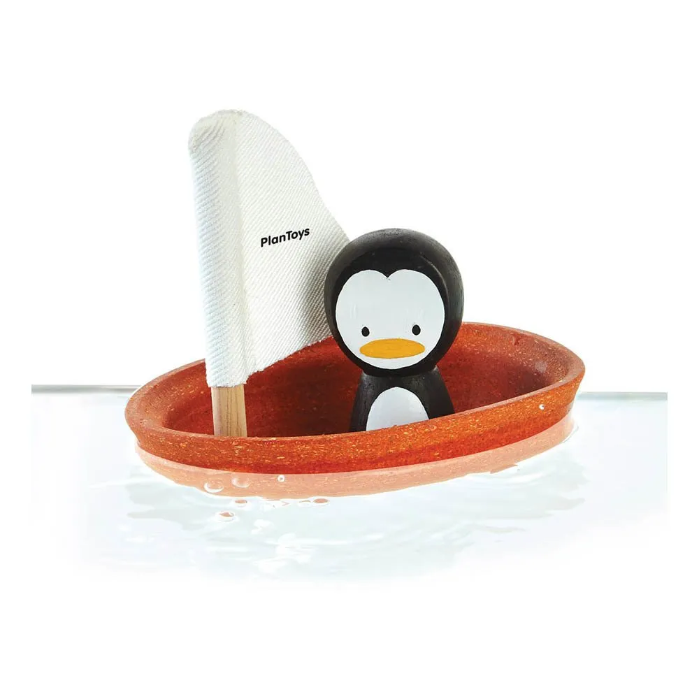 Plan Toys Orange Penguin Floating Boat