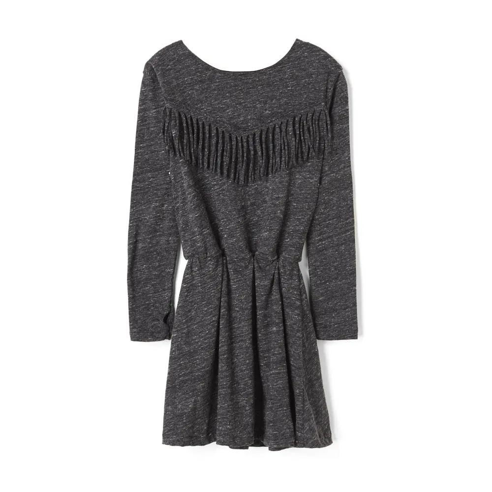 Finger In The Nose Charcoal Grey Birdy Fringe Dress