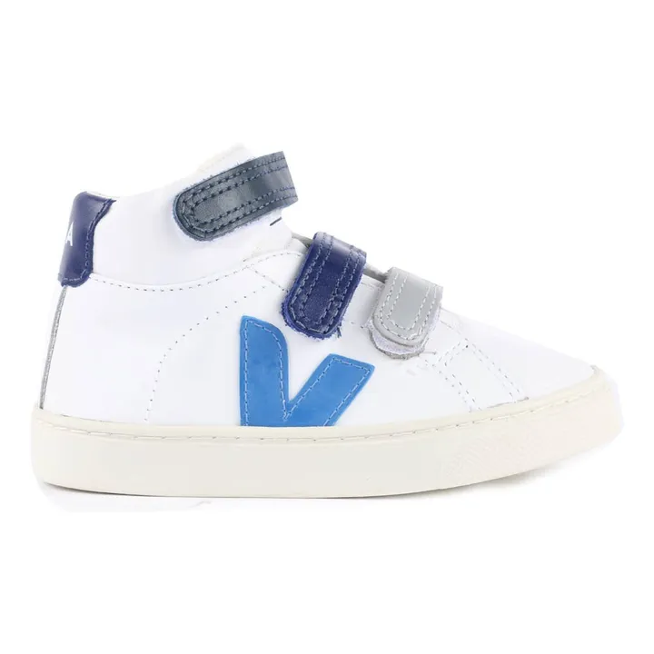 Esplar Leather Tricolour Velcro High-Top Sneakers | White- Product image n°0