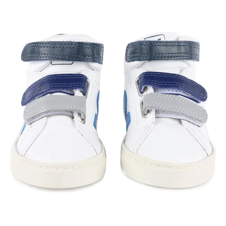 Esplar Leather Tricolour Velcro High-Top Sneakers | White- Product image n°3