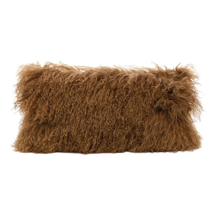 Coussin basic en peau de chèvre du Tibet | Havane- Image produit n°0