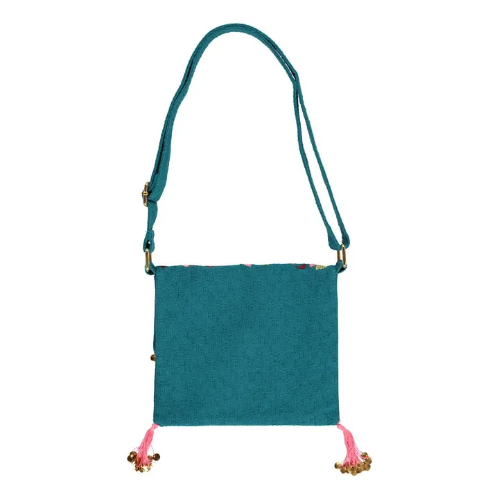 Ouzzom Embroidered Pompom Bag | Blue- Product image n°2
