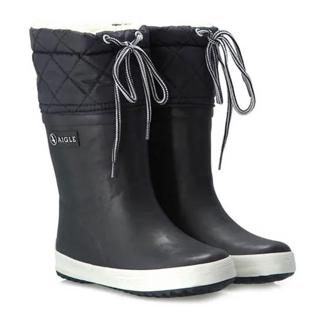 Fur-Lined Showerproof Snow Boots | Navy blue