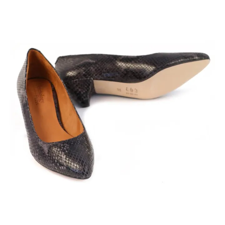 Zapatos de tacón Python Ida | Azul Marino- Imagen del producto n°2