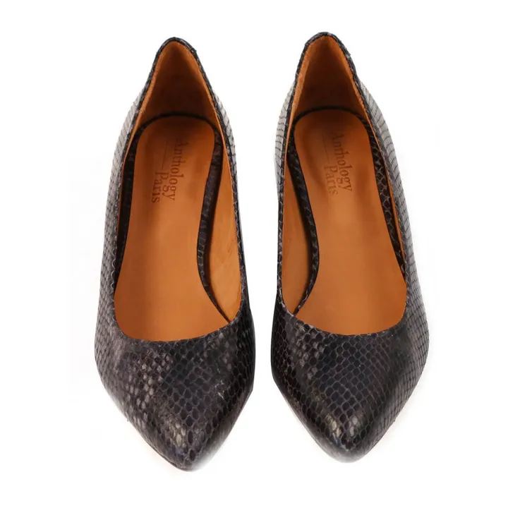 Zapatos de tacón Python Ida | Azul Marino- Imagen del producto n°3