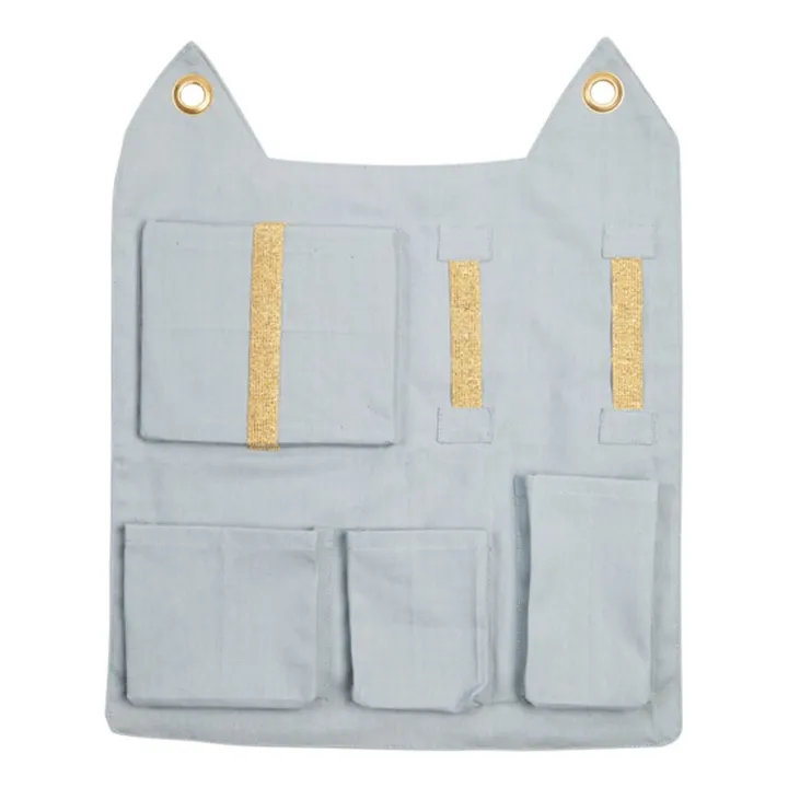 Cat Organic Cotton Wall Tidy | Grey blue- Product image n°0
