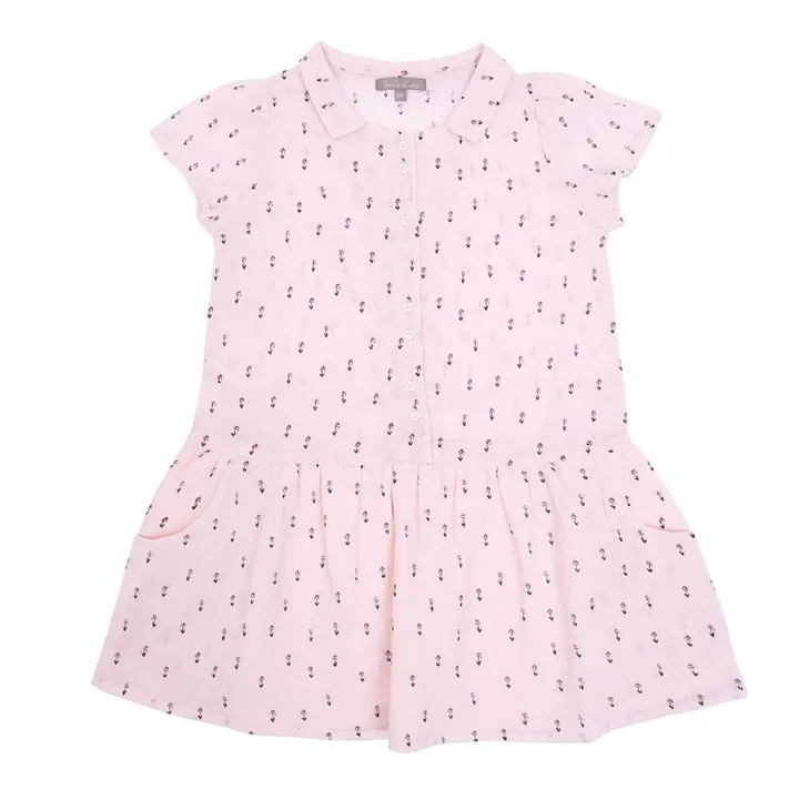 Flower Crepon Dress | Pink- Product image n°0