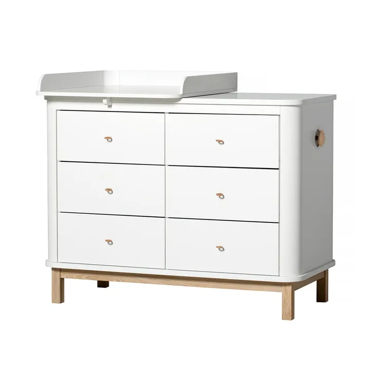 Oak 6 Drawer Changing Table with Small Changing Mat | White- Product image n°2
