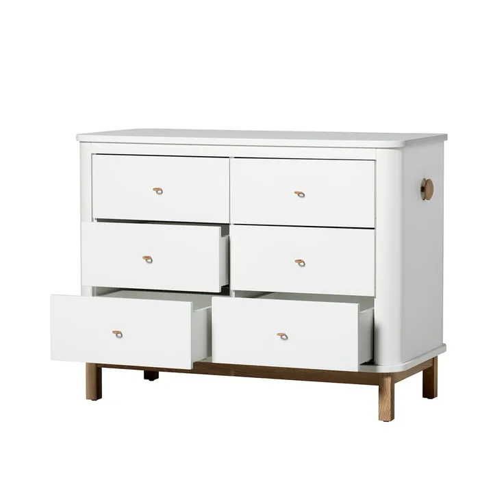 Oak 6 Drawer Changing Table with Small Changing Mat | White- Product image n°8