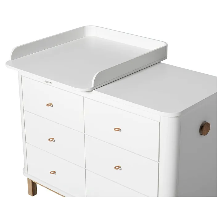 Oak 6 Drawer Changing Table with Small Changing Mat | White- Product image n°3