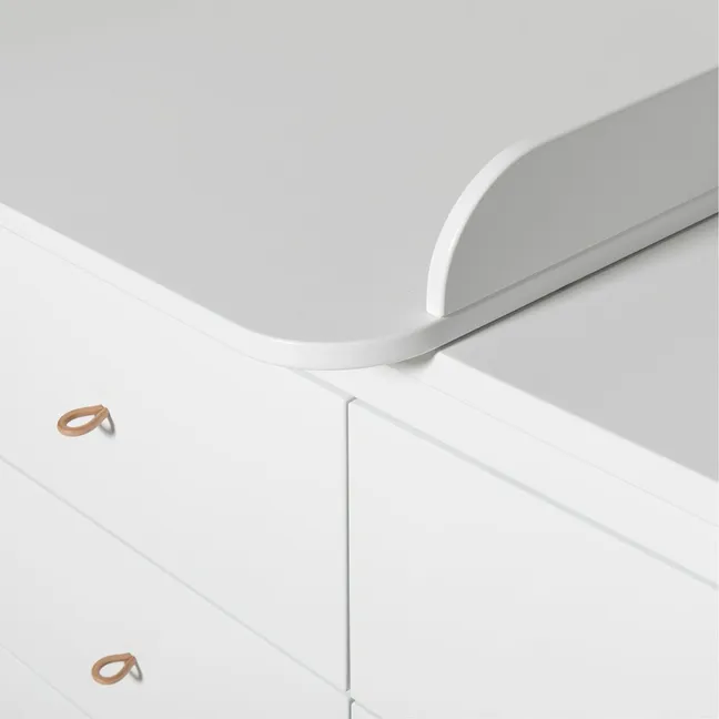 Commode à langer 6 tiroirs chêne, petit plan à langer | Blanc