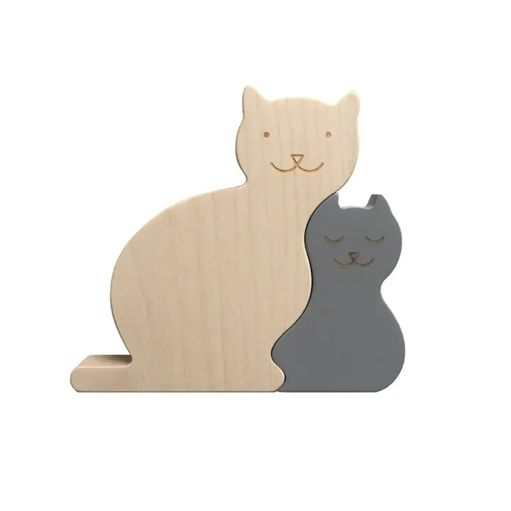 Puzzle decorativo gatti in legno d'acero - Immagine del prodotto n°0