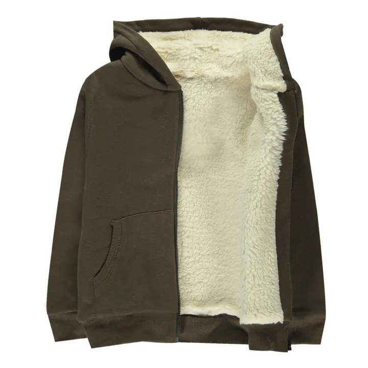Campfire Fur Lined Zip-Up Sweatshirt | Khaki- Product image n°2