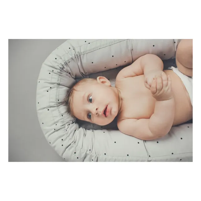 Culla morbida a pois in cotone bio  | Grigio