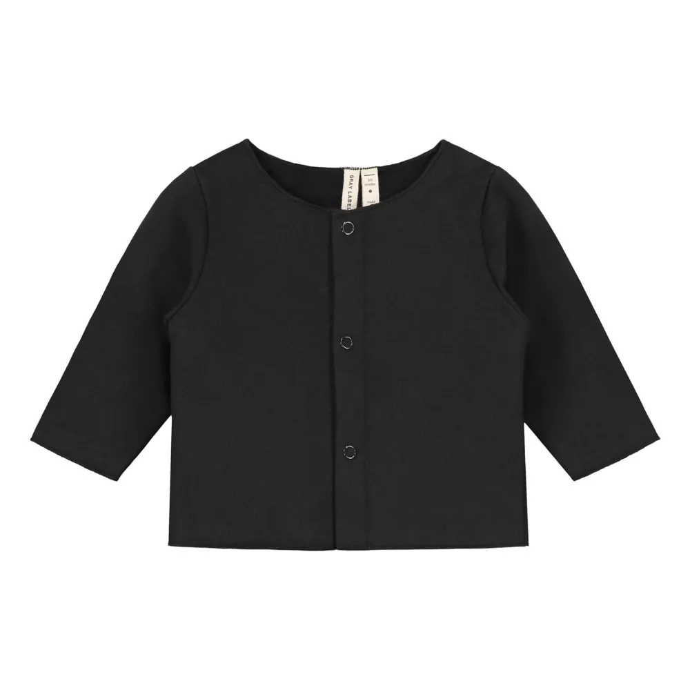 Gray Label Charcoal Grey Organic Cotton Cardigan With Poppers