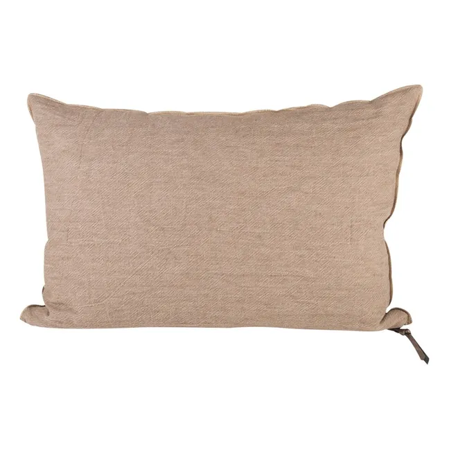 Verse Visa Crinkled Washed Linen Cushion | Nude/Givré