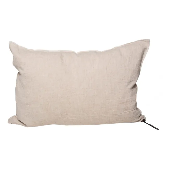 Verse Visa Crinkled Washed Linen Cushion | Crème/Givré
