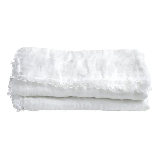 Cortina con flecos de gasa de lino lavado Vice Versa | Blanco