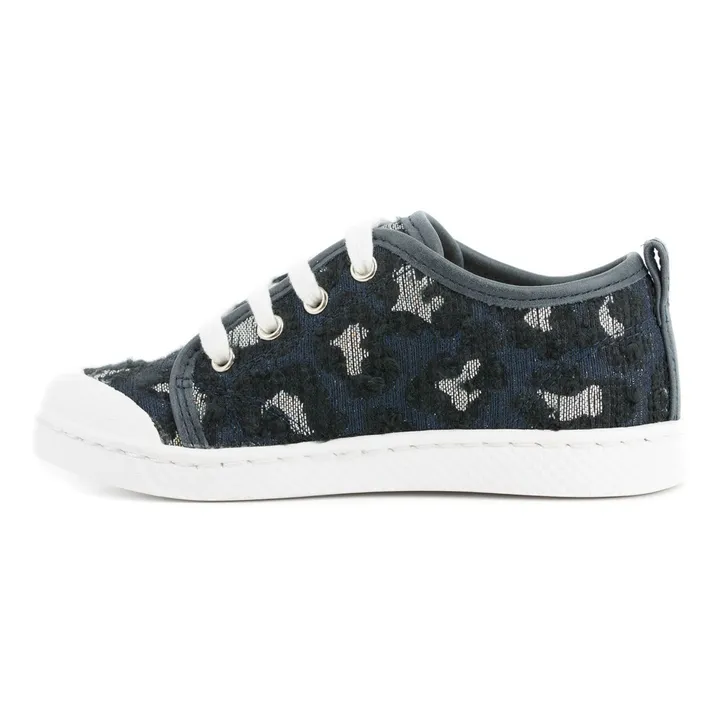 Leo Lurex Lace-Up Sneakers | Navy blue- Product image n°2