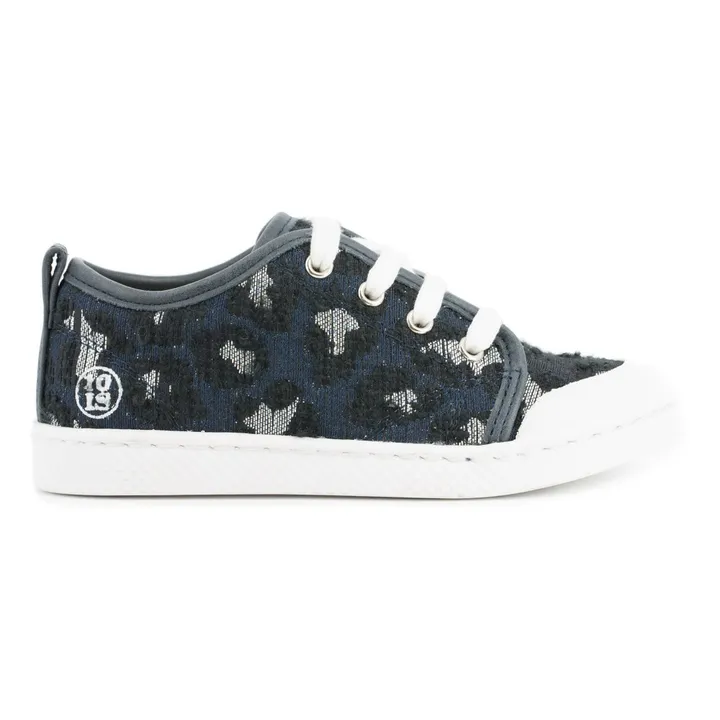 Leo Lurex Lace-Up Sneakers | Navy blue- Product image n°0