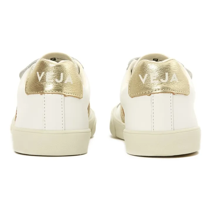 3-Lock Leather Two-Tone Velcro Sneakers | Gold- Product image n°4