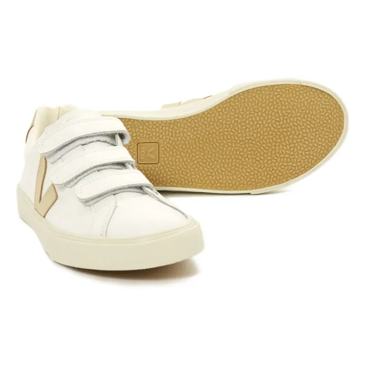 3-Lock Leather Two-Tone Velcro Sneakers | Gold- Product image n°2
