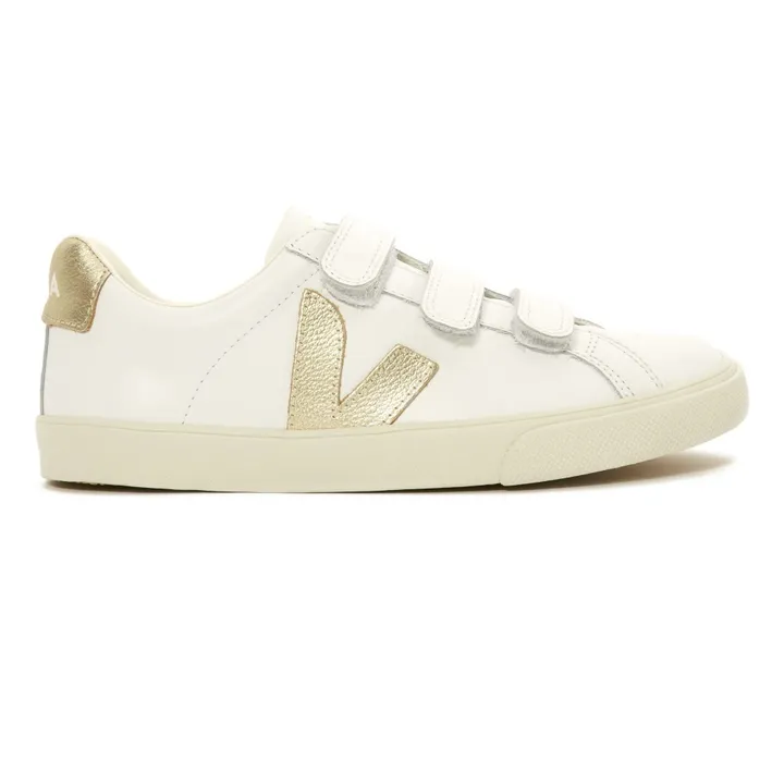 3-Lock Leather Two-Tone Velcro Sneakers | Gold- Product image n°0