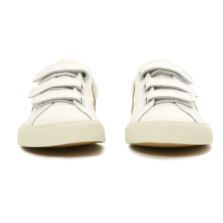 3-Lock Leather Two-Tone Velcro Sneakers | Gold- Product image n°3