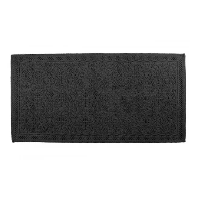 Relief Pattern Cotton Bath Mat 55x110cm | Black- Product image n°0