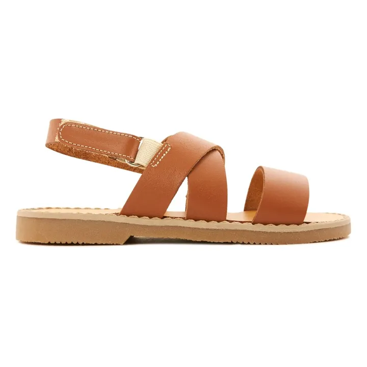 Cross Strap Velcro Sandals | Camel- Product image n°0