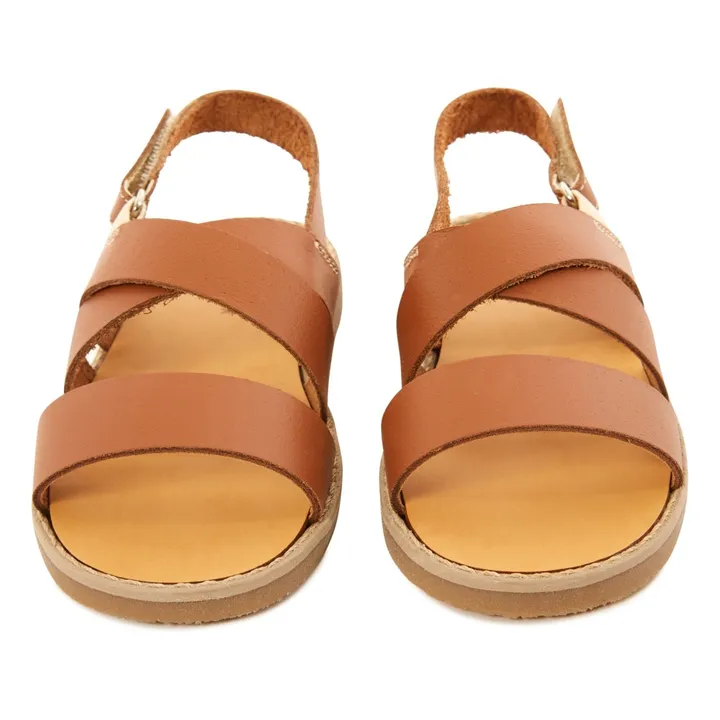 Cross Strap Velcro Sandals | Camel- Product image n°3