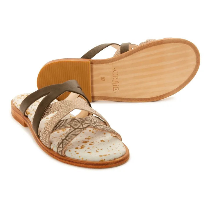 Trop Cross Leather Sandals | Khaki- Product image n°2