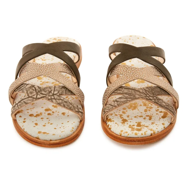 Trop Cross Leather Sandals | Khaki- Product image n°3