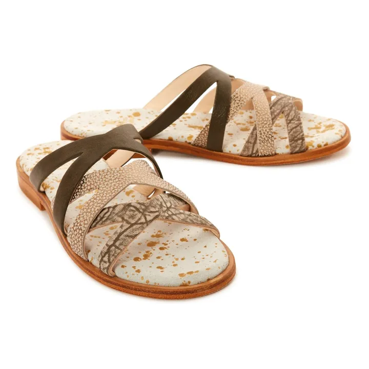 Trop Cross Leather Sandals | Khaki- Product image n°1