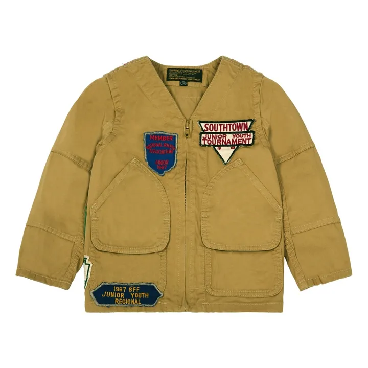 Patch Zip-Up Jacket | Beige- Product image n°0