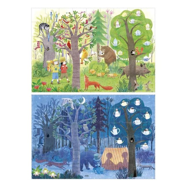 Puzzle recto-verso Jour et nuit dans la forêt