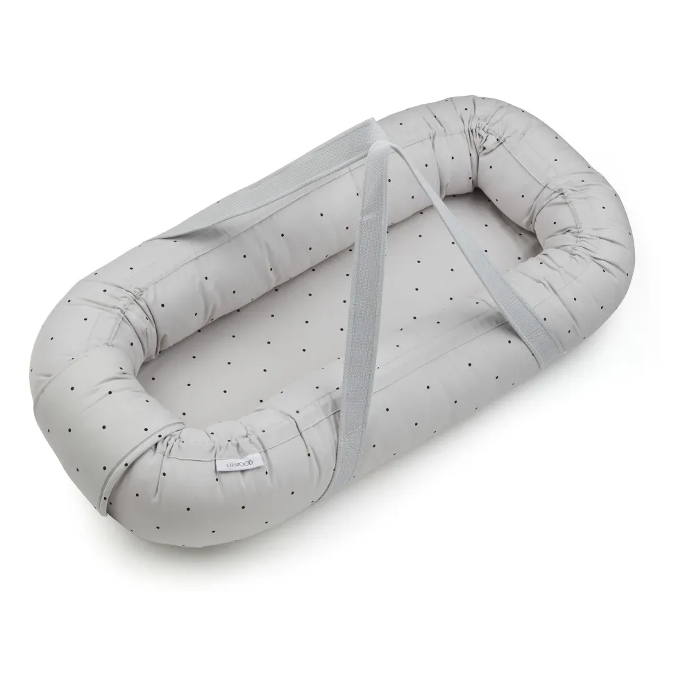 Liewood Grey Organic Cotton Soft Dotted Moses Basket