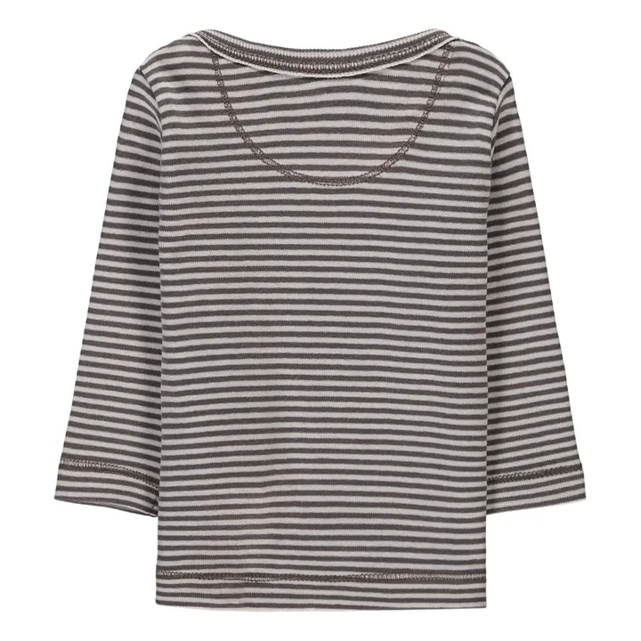 Wanted Striped Organic Cotton T-Shirt | Grey- Product image n°1