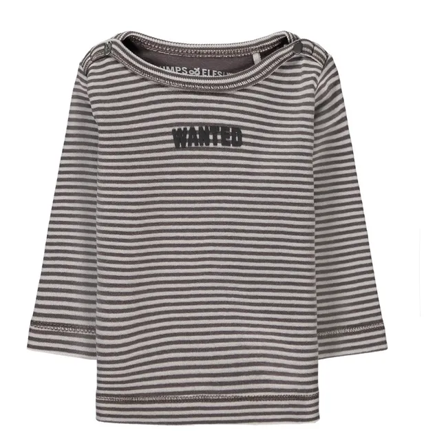 T-Shirt Rayé Wanted Coton Bio | Gris
