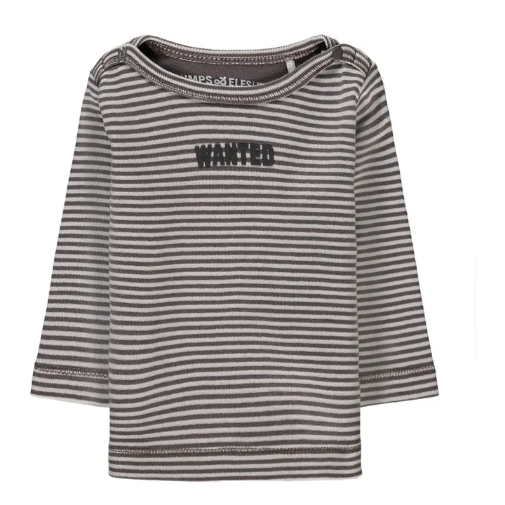 Wanted Striped Organic Cotton T-Shirt | Grey- Product image n°0